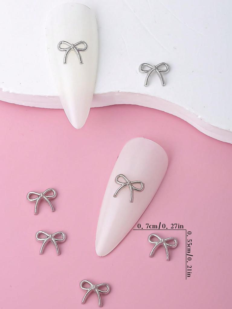 10 stk Sløyfe Neglepynt 3D Legering Bånd Neglekunst Dekorasjoner DIY Neglejuveler Egnet For Jenter Og Damer Negleutstyr