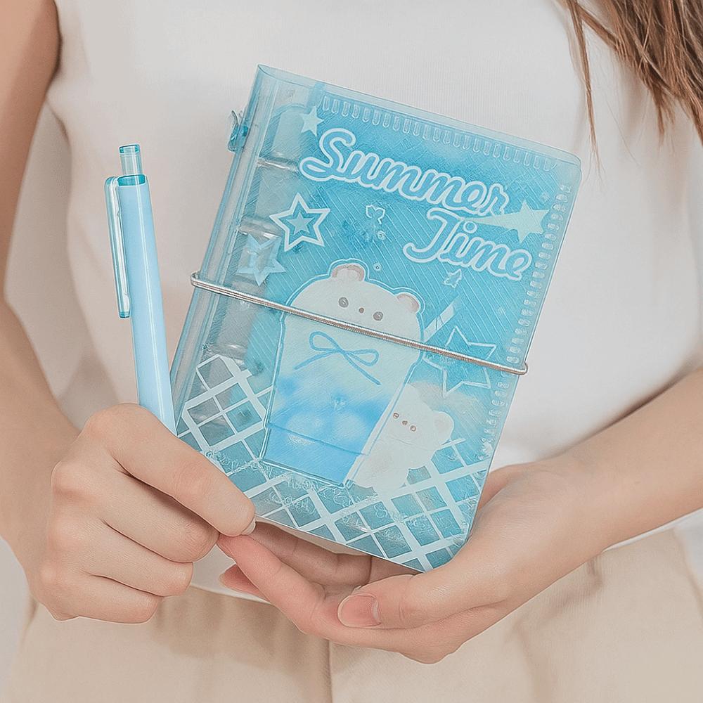 Portable Binder Ring Notebook Frosty Series Diary Book Creative PVC Notebook  Office Use