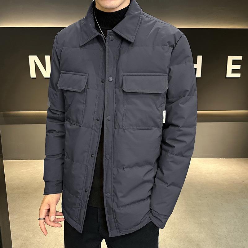 Warm down jacket men's lapel dad top cold-resistant% white duck down casual jacket