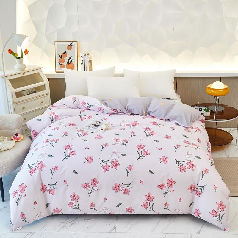 Garden Colorful Floral Pattern Quilt Cover 1Pc 100% Cotton Luxury Duvet Cover Skin-friendly Soft Easy Care Queen Size Bedding