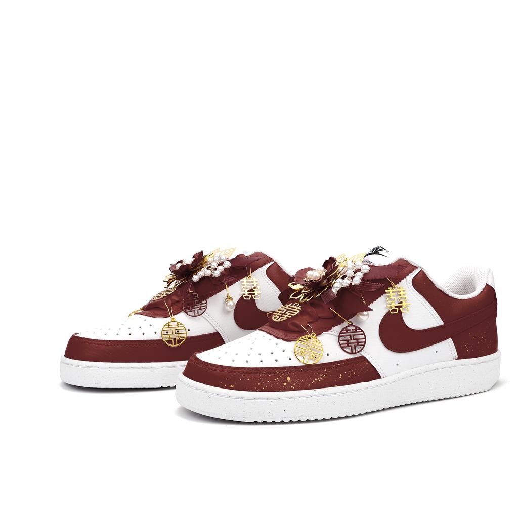 Nike Court Vision Long Lasting And Enduring Slip Resistant Cushioning Low top Skateboard Shoes Men's Burgundy DH2987-101(Team900-)
