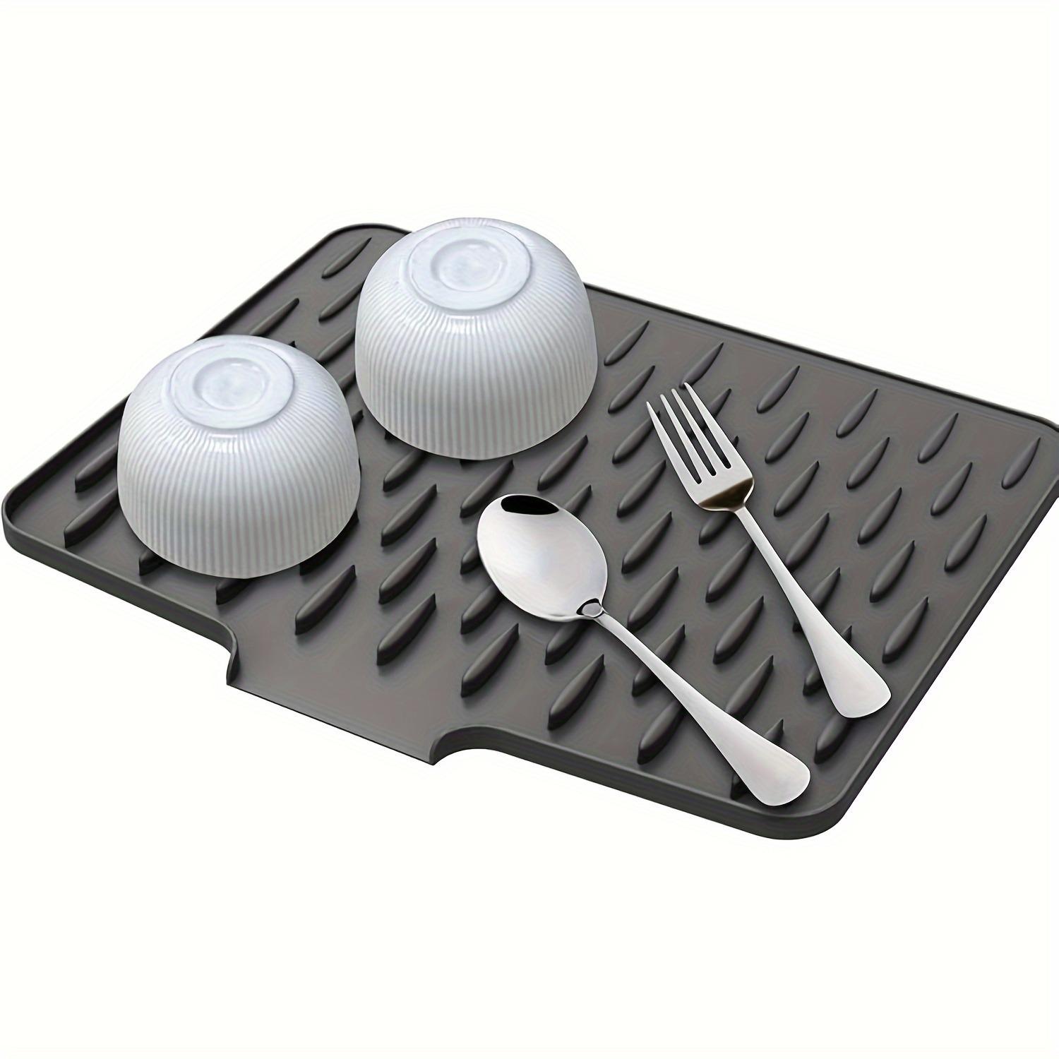 Siliconen Afdruipmat Voor Keukenblad Geen Morsen Werkbladbeschermer Druppelvrij Antislip Schuine Afvoer Mat Hittebestendige Potonderzetters (Black,40x32cm) zwart