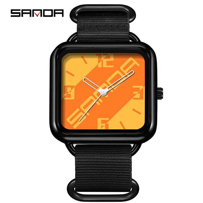 Sanda Quartz Silent Wristwatch - Exam-Ready, Fashionable, Unisex, 50M Waterproof, Small Square Design