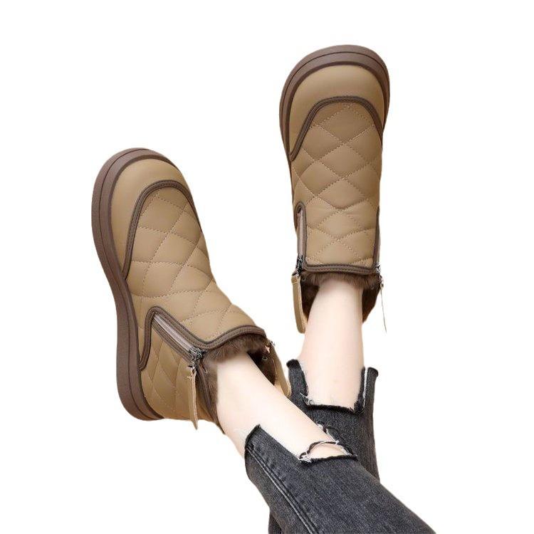 Women's Winter Warm Platform Ankle Boots Zipper Snow Booties with Faux Fur Lined Comfortable Plush Lined Walking Short Boots Shoes