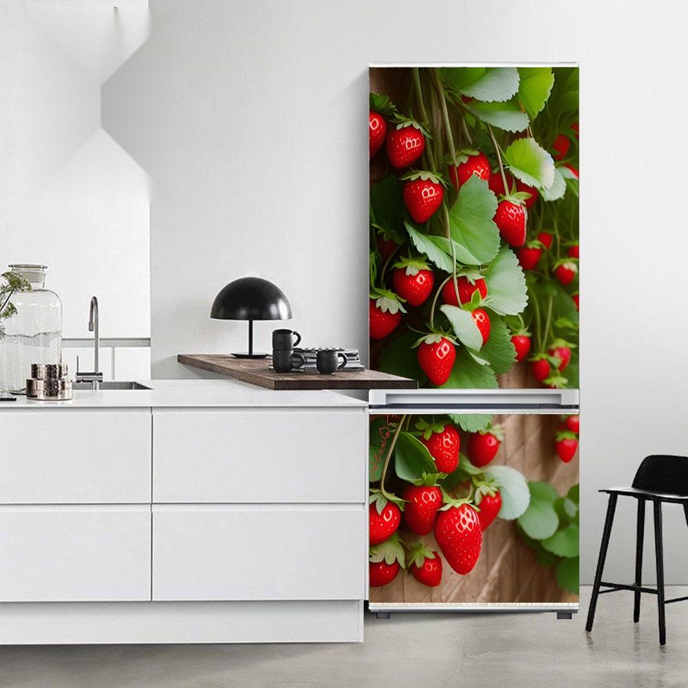 Refrigerator Fridge Cover Fruits Stickers Door Landscape Plant Sea Vinyl Self Adhesive Kitchen Furniture Decor Wrap Freezer Sticker Diy