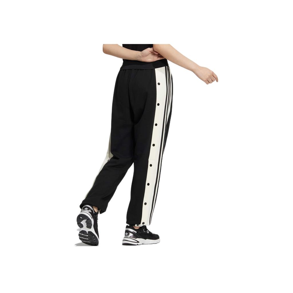 Adidas Originals Trefoil Brand Print Side-Button Sweat-Wicking Loose-Fit Sports Pants Women Bottoms Black IC8129
