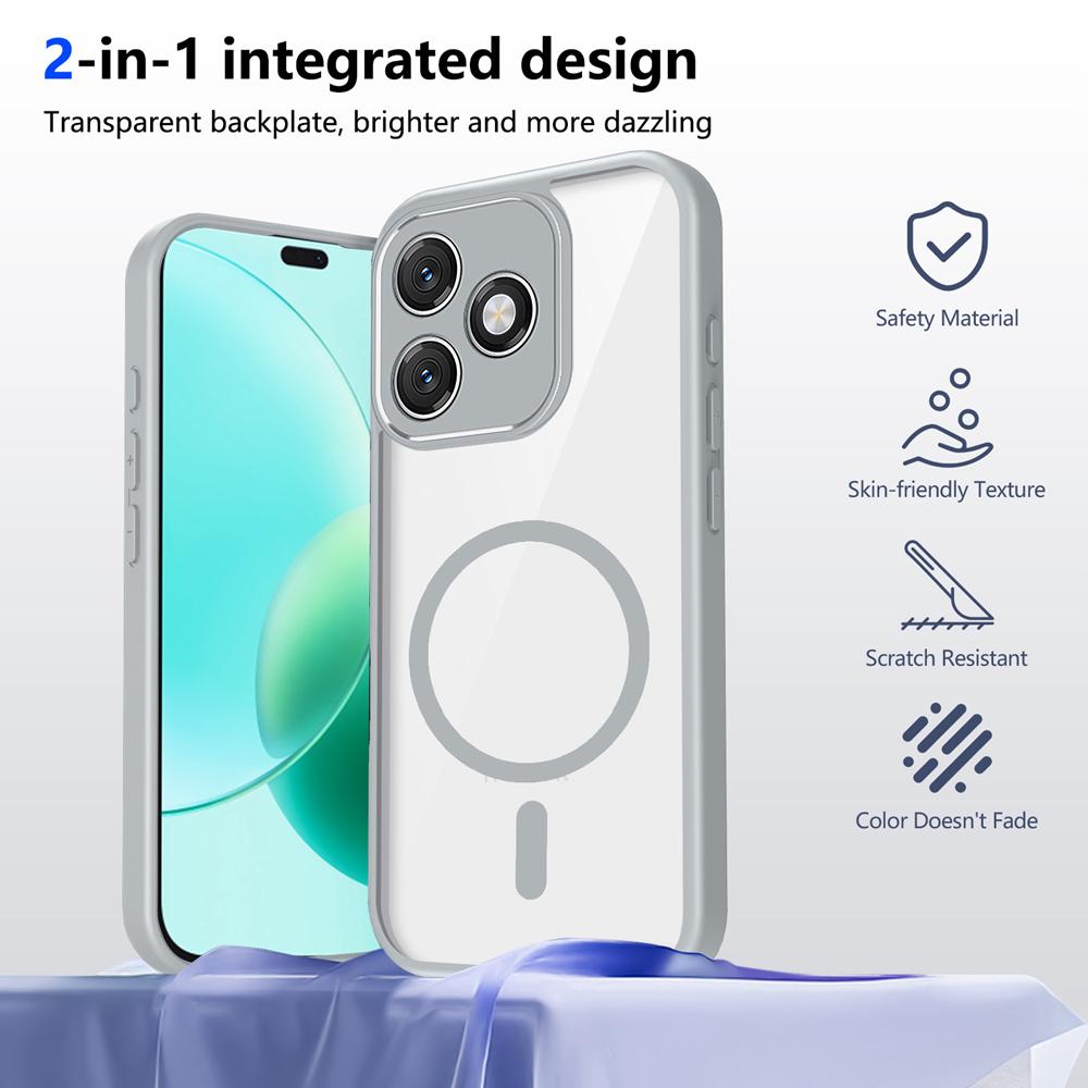 KEYSION Transparent Magnetic Phone Case for HONOR X8d Silicone+PC HD Clear Shockproof Back Cover for Huawei Honor 600 Lite 5G