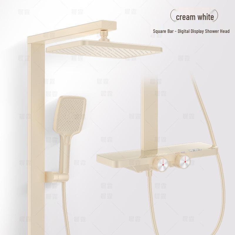 Pressurized All-Copper Shower Head with Gray Digital Display and Storage Set