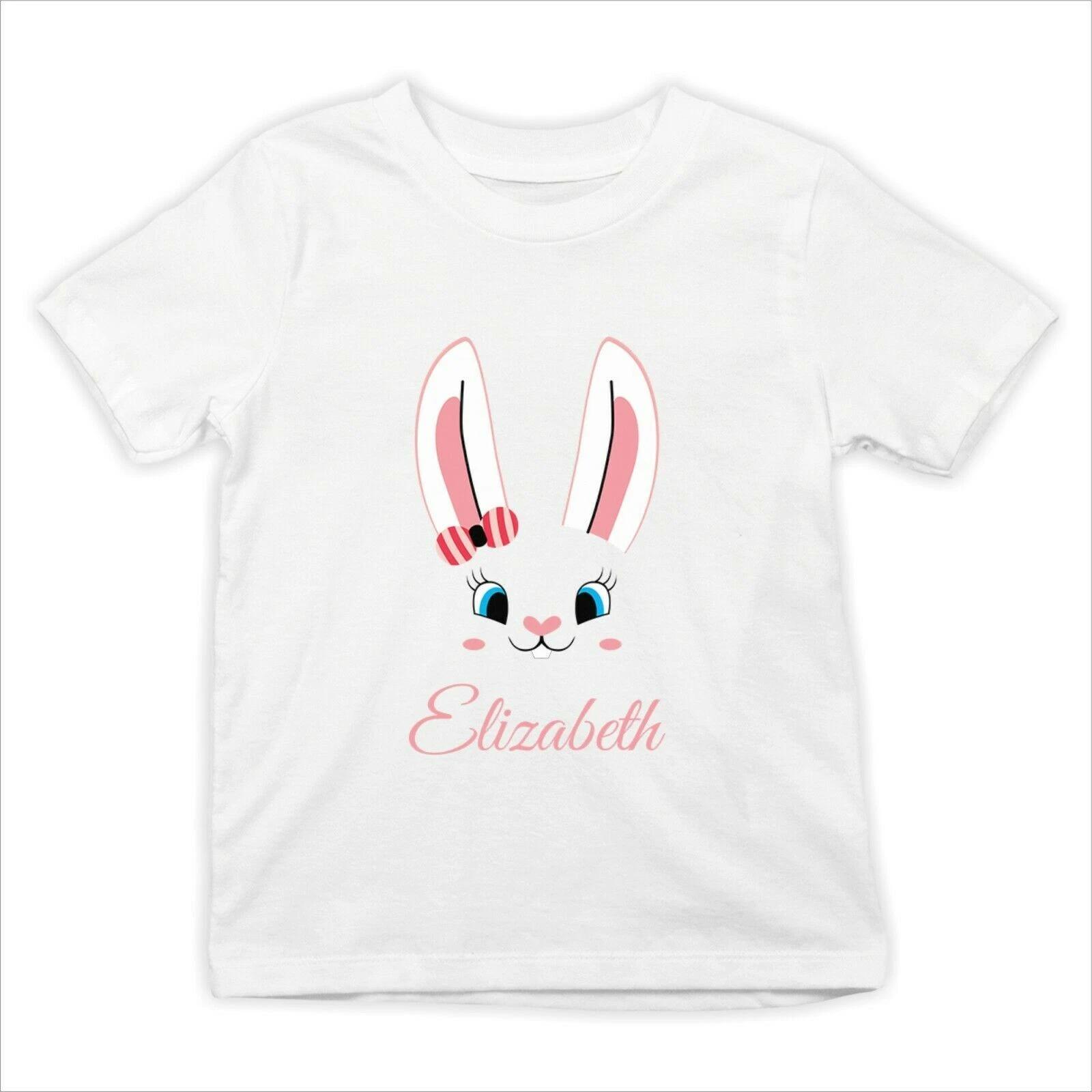 Personalised Kids Easter Bunny Rabbit T Shirts Bow Girls Childrens T-Shirt Top 4XL