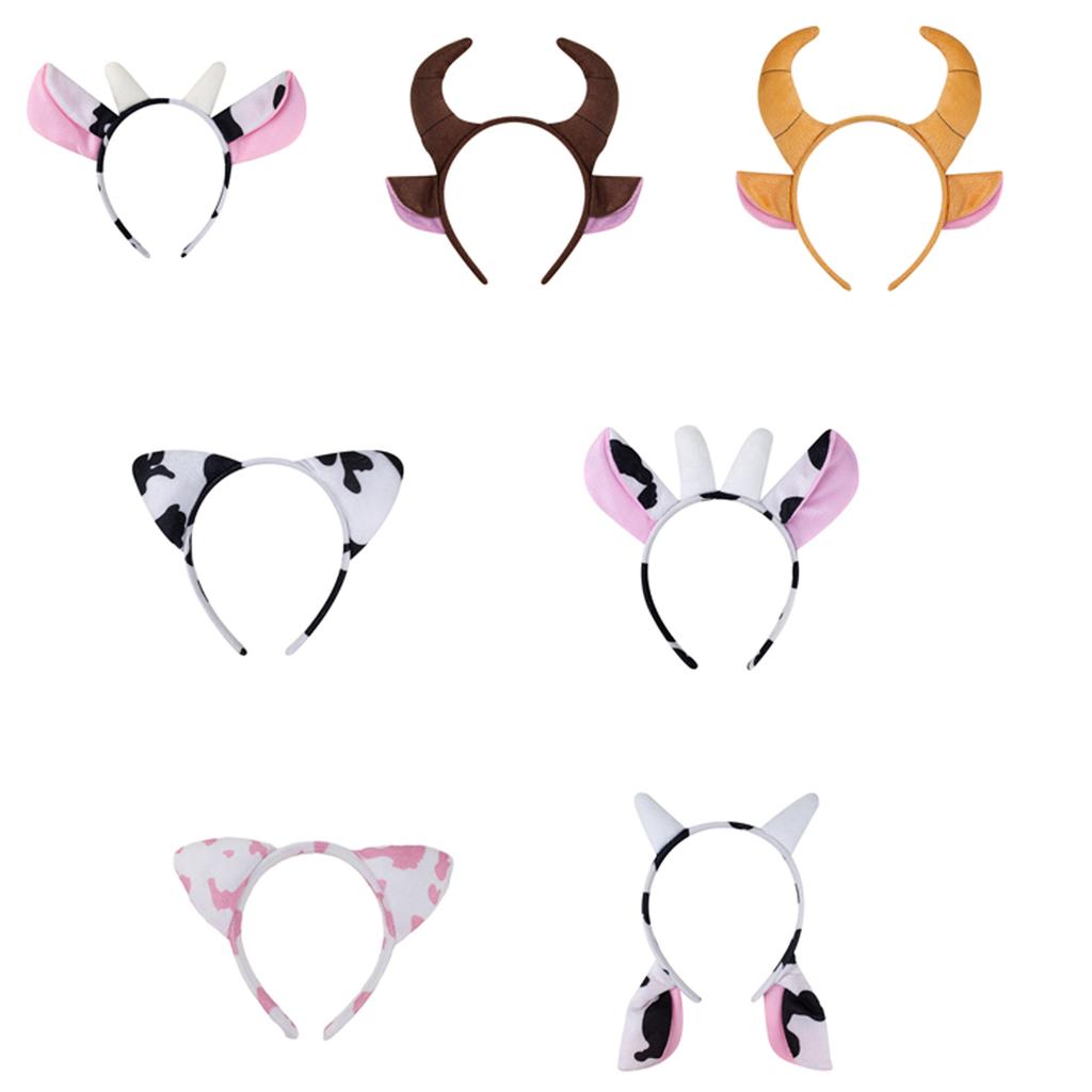 Cute Cartoon Cow Horn Headband Soft Fabric Elastic Design for Kids Teens and Adults Anime Lover Cosplay Event Accessory