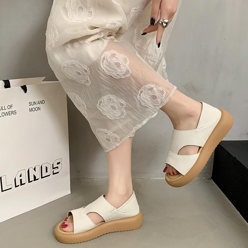 Retro Fashion Platform Bag Heel Sandals Women's Summer Wear New High-end Leopard Print Two Wear Beach Shoes Women's