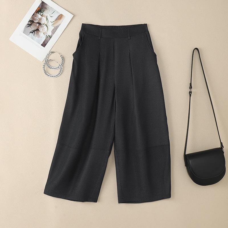 

ZANZEA Women Casual Elastic Waist Loose Cropped Pants 2XL чорний