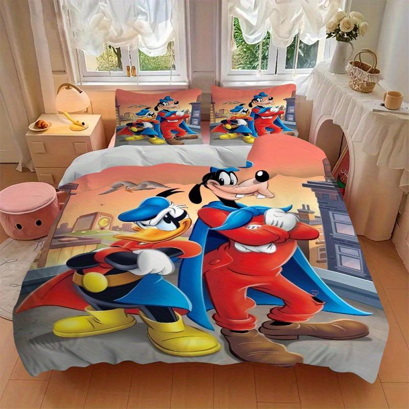 3pcs Goofy & Donald Duck Superhero Cape Quilt Set Soft and Comfortable Bedroom, Guest Room and Dorm Decor Bedding Set S052