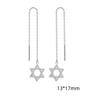 Jeshayuan Star of David Pendant Earrings with Zircon Bling David Star Drop Earrings Luxury Anniversary Wedding Jewelry Gift