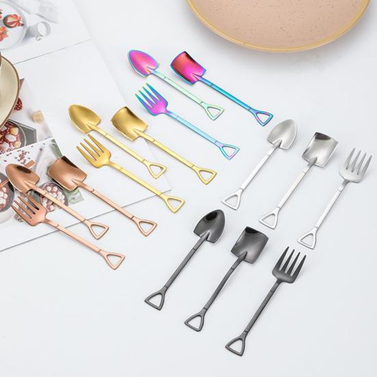 Stainless Steel Shovel Spoon Ice Cream Spoon Mini Dessert Spoons Creative Shapes Coffee Teaspoon Gift for Kitchen Restaurant Party