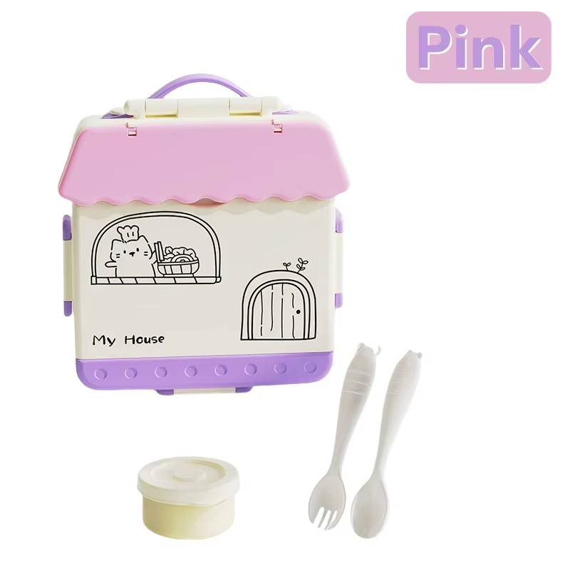 

Bento Box for Kids Lunch Containers for Adults with 4 Compartments, Sauce Container, Utensils, Food Picks and Muffin Cups фиолетовый