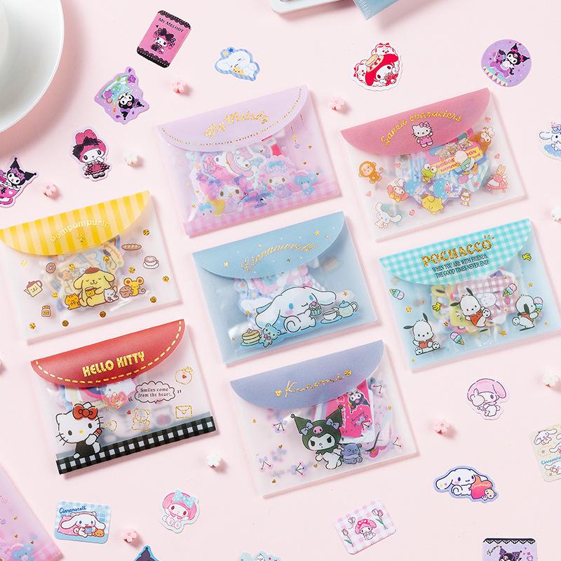 Sanrio Cartoon Paper Stickers: DIY Journal Decoration Pack with PVC Bag