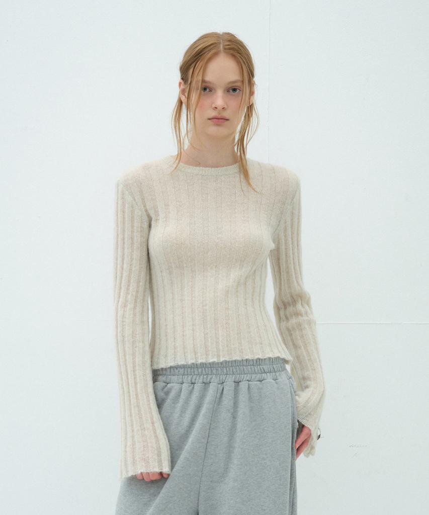 Obeodyupeulleeo Kid Mohair Flared Sleeve Knit_Cream