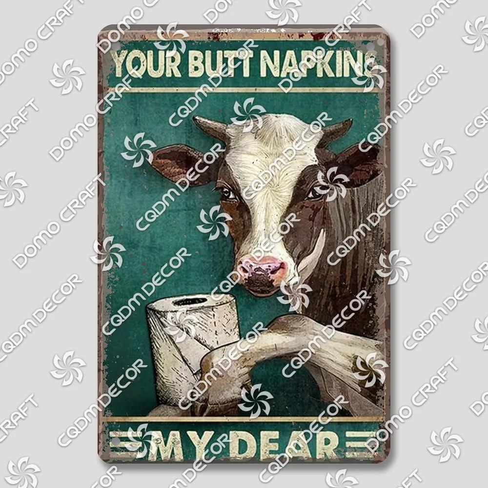 Vintage Retro Metal Tin Signs  Cute Owl Pig Cat and Funny WC Posters for Bathroom Mall BBQ Cafe Bar Pub Wall Decor