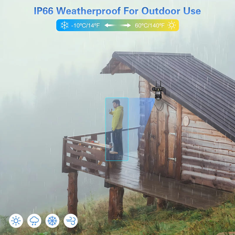 12MP Drievoudige Schermen IP66 Buiten HD Nachtzicht Ai Menselijke Detectie WiFi Bewakingscamera V380 Pro 4G SIM-kaart IP Beveiligingscamera