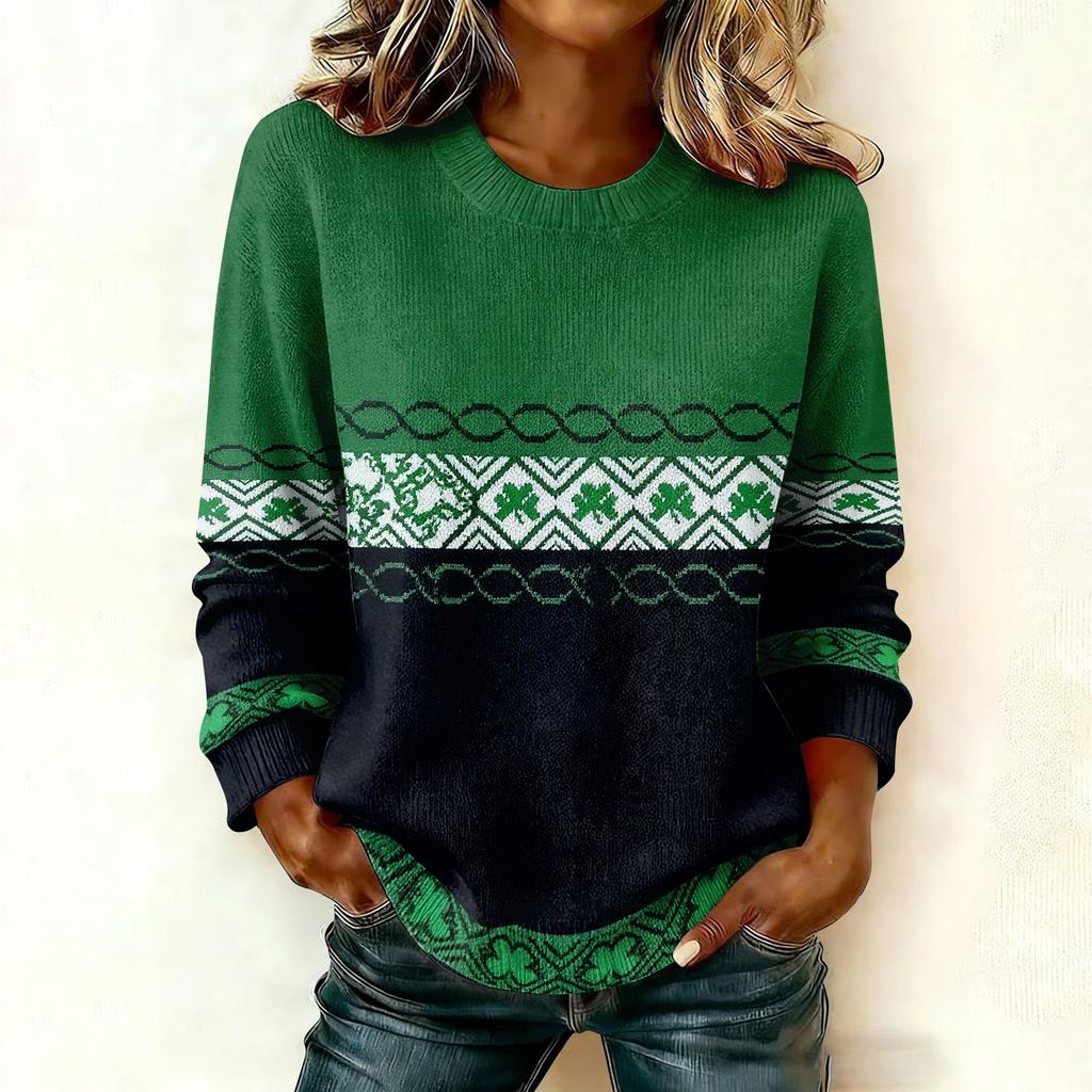 Women'S St. Patrick's Day Sweater Cute Fun Patrick's Day Sweater Spring  Long Sleeve Knitted Sweater