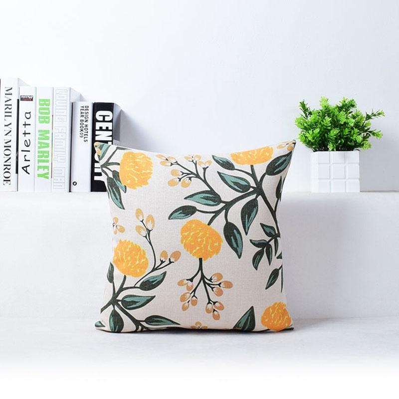 Exquisite Vivid Flower Floral Plants Linen Pillow Case For Decorative Cushion 18