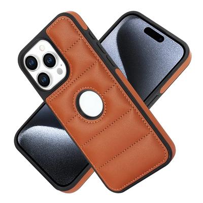 Faux Leather Cover for iPhone 15 14 13 12 11 Pro Max X XS XR 7 8 Plus SE  Logo Hole Puffer Down Jacket Soft Phone Case