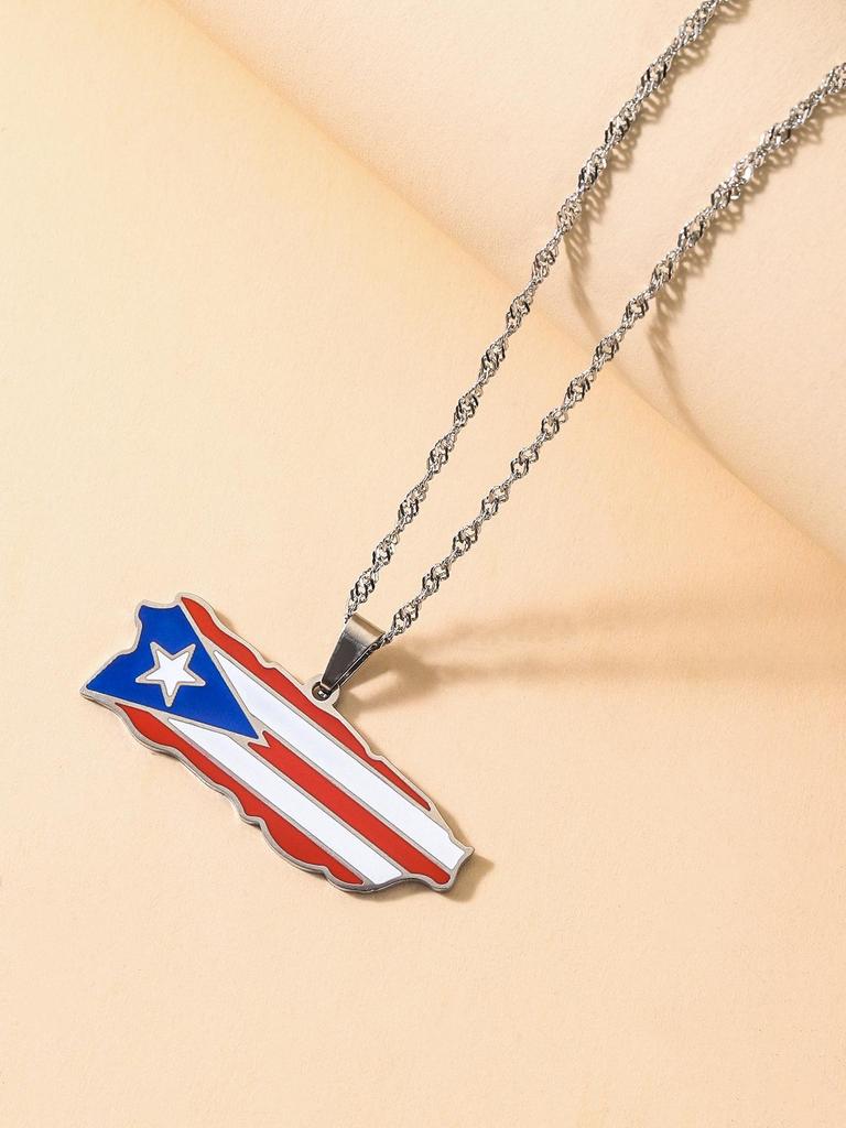 Unisex World Map Jamaica Pendant Necklace