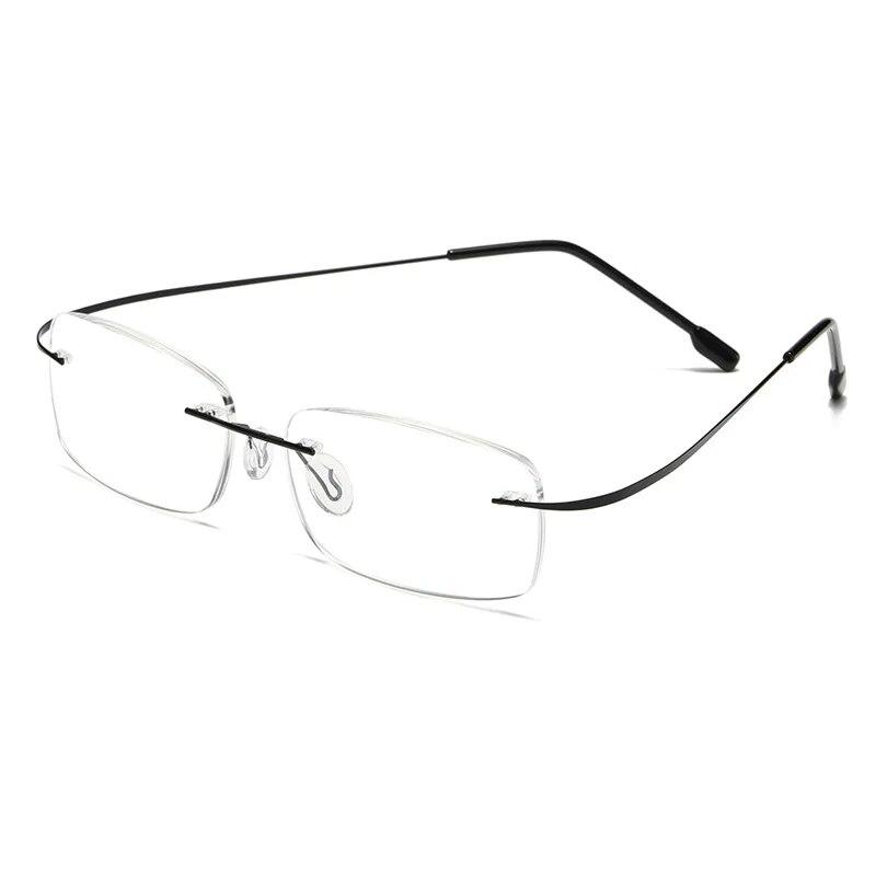 

Myopia Glasses with Green Coating for Men and Women, Ultralight Frame, No Artificial Rimless +100 чёрный