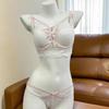 New Sexy Pure Desire To Wear Lace Underwear Women's Suit Cross-dew Belt Love Pendant Steel Ring Gathering Bra Cover