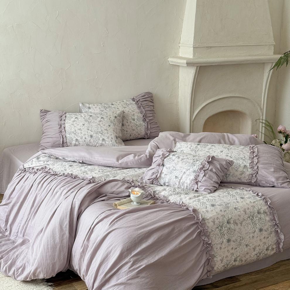 2026 Spring/Summer French Pure Cotton Double-Layer Gauze Lace Bedding Set