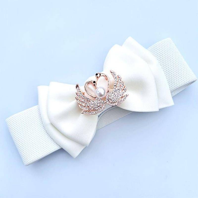 Double Beautiful Layer Bowknot Waist Belt In Soft Cotton With Elastic Fit For Women