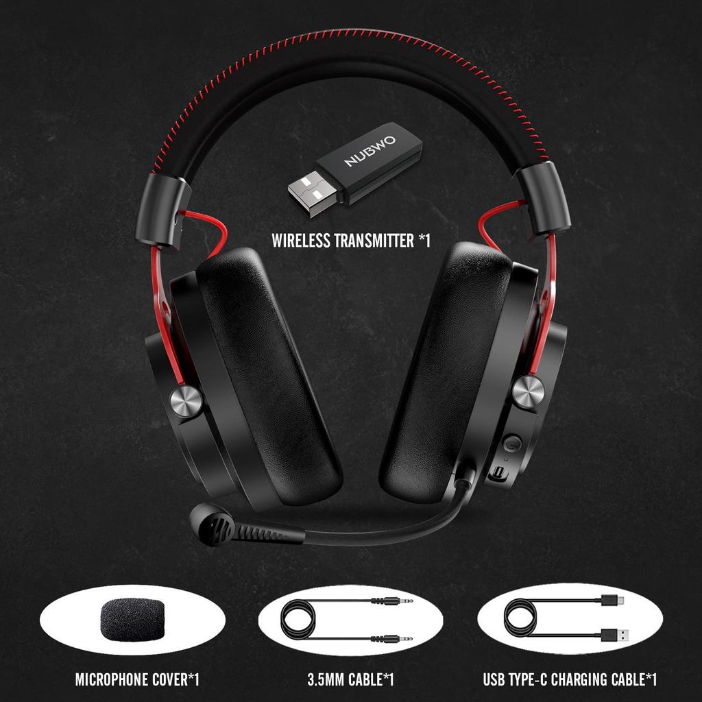 NUBWO G03 Wireless Noise-Cancelling Gaming Over-Ear Headset with 2.4G Bluetooth Stereo.