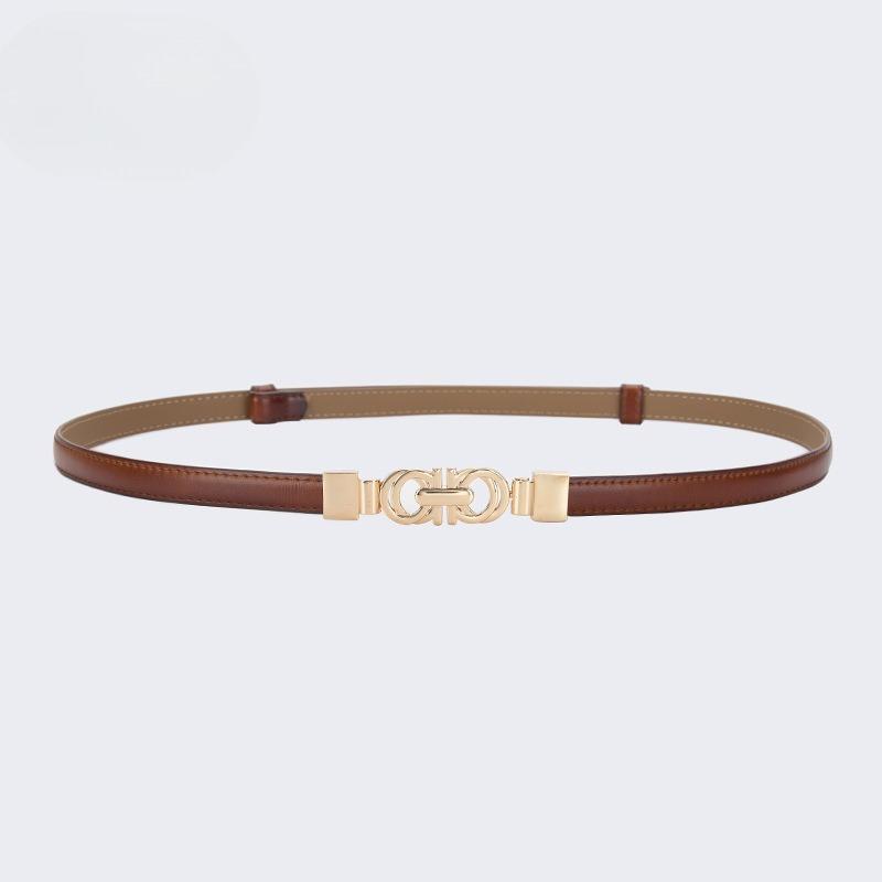 Fashionable Leather Thin Belt New Style Decoration with Skirt with Versatile Waist-length Punch-free Women's Suit Belt