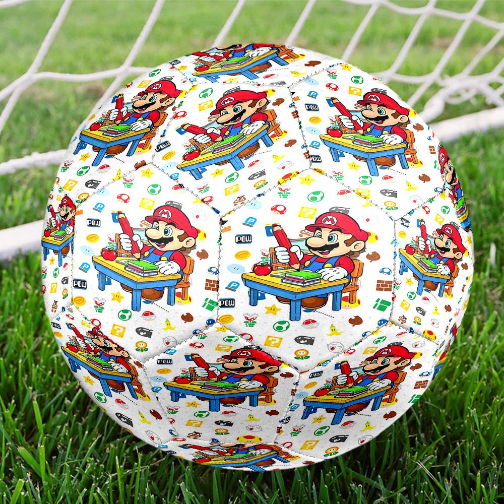 Super Mario Print Size 5 Soccer Ball, Standard Match Football for Sports Game and Team Practice, Ideal Gift for Soccer Fans