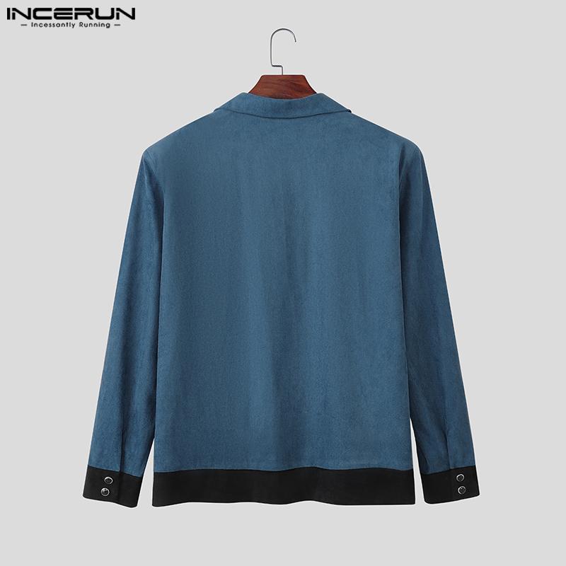 INCERUN Men Long Sleeve Embroidery Stitching Buttons Suede Casual Thin Coat Jackets