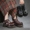 Johnature Echte Leder Höhe Steigernde Dicke Sohle Sandalen Runde Zehen Damen Plateau Schuhe