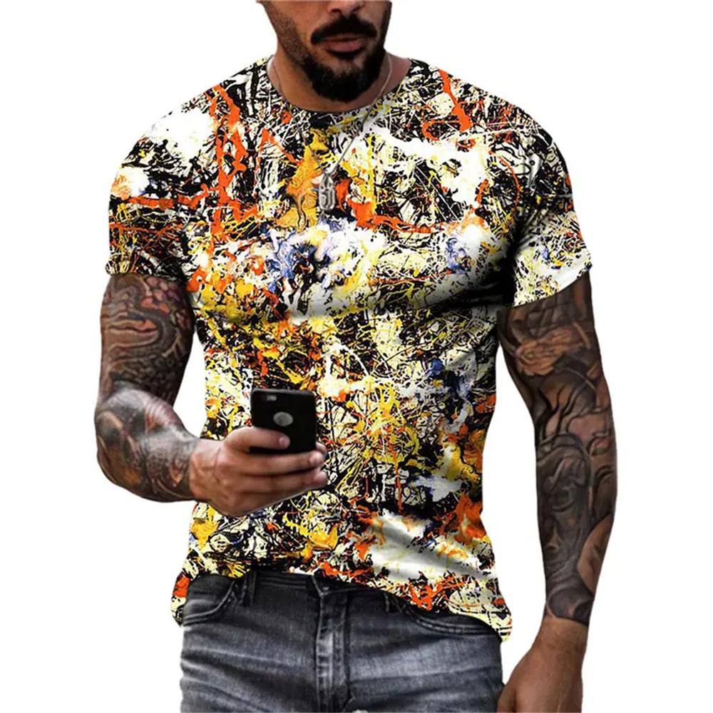 New Abstract Graffiti Street Style Men's T-Shirt 3D Stereo Printing Trend Fashion Harajuku Round Neck Short Sleeve T Shirts Tops