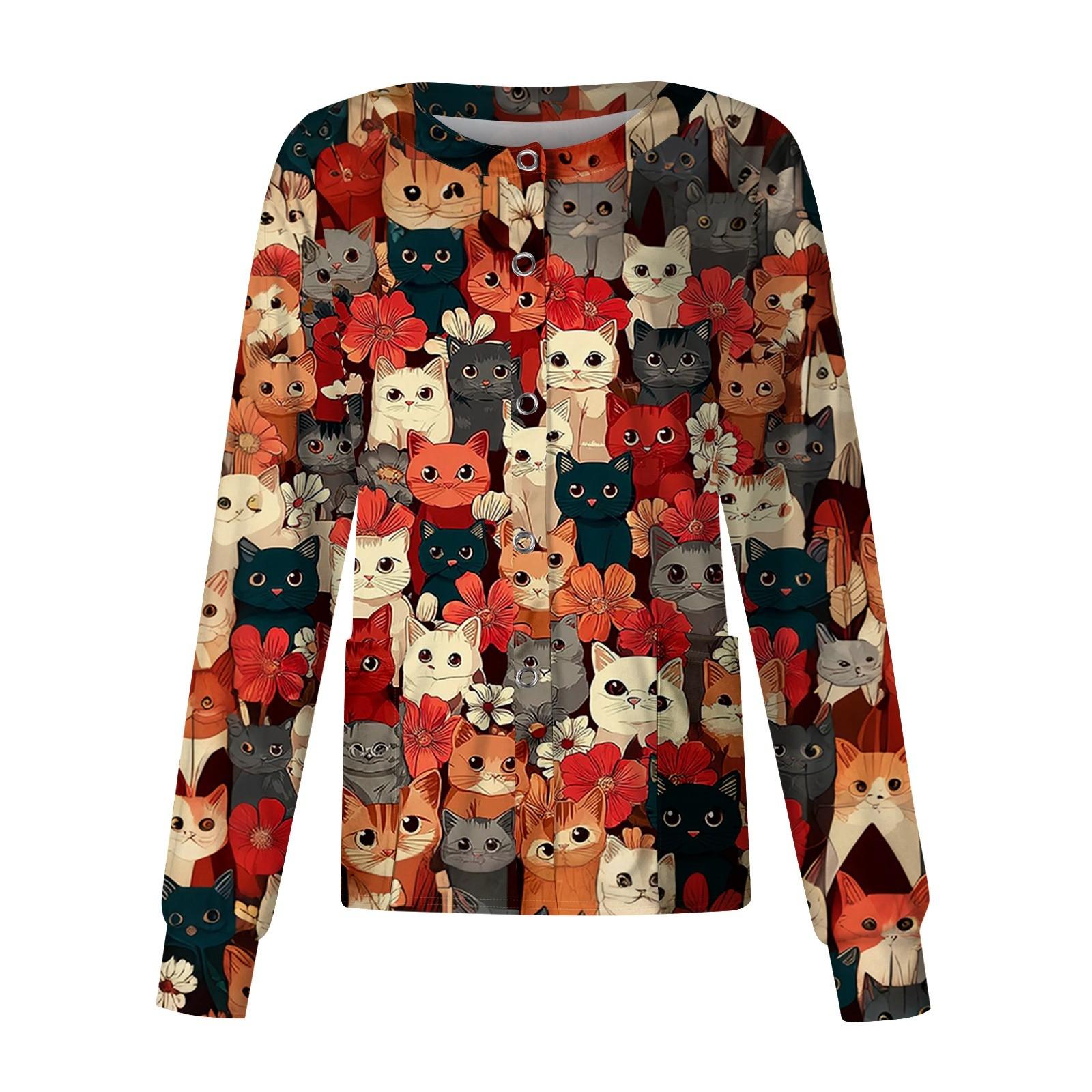 

Женский повседневный кардиган с длинными рукавами на одной пуговице, защитный костюм с животным принтом S киноварь