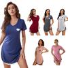 Nachthemd Frauen Sommer Kurzarm Sexy Damen Nachtwäsche Homewear