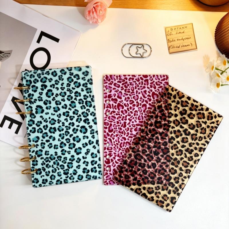 A6 Acrylic Leopard Print Loose Leaf Binder Cover DIY Account Book Journal Planner Office Stationery Supplies