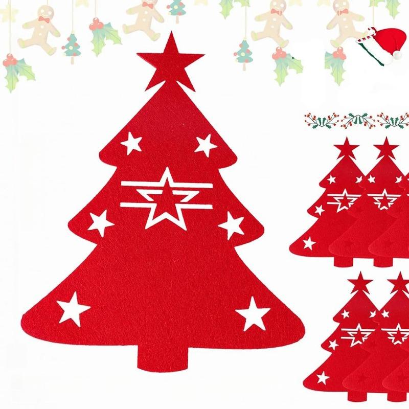 1-10Pcs 2026 New Christmas Tree Cutlery Knife Fork Covers Table Decor Xmas Tableware Pocket Holder Bag New Year Xmas Party Decor Gifts