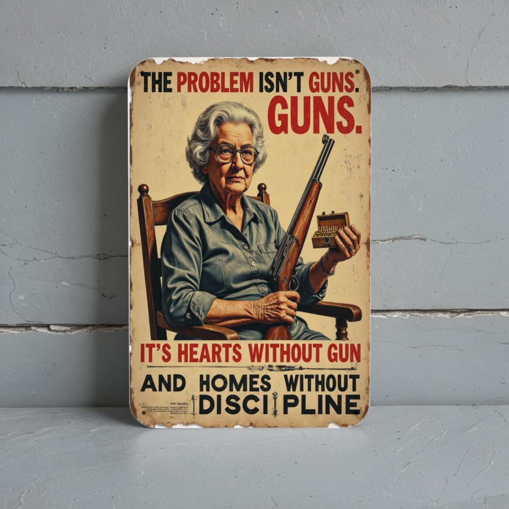 The Problem Isnt Guns Aluminum tin sign es durable metal wall art suitable for bedroom and living room decoration waterpro