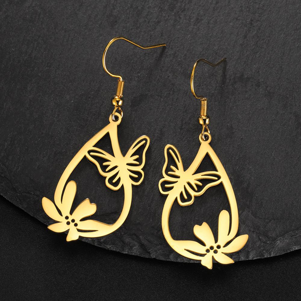 My Shape Butterfly Pendant Necklaces for Women Girls Stainless Steel Chain Choker Animal Charm Butterfly Jewelry Valentine's Day