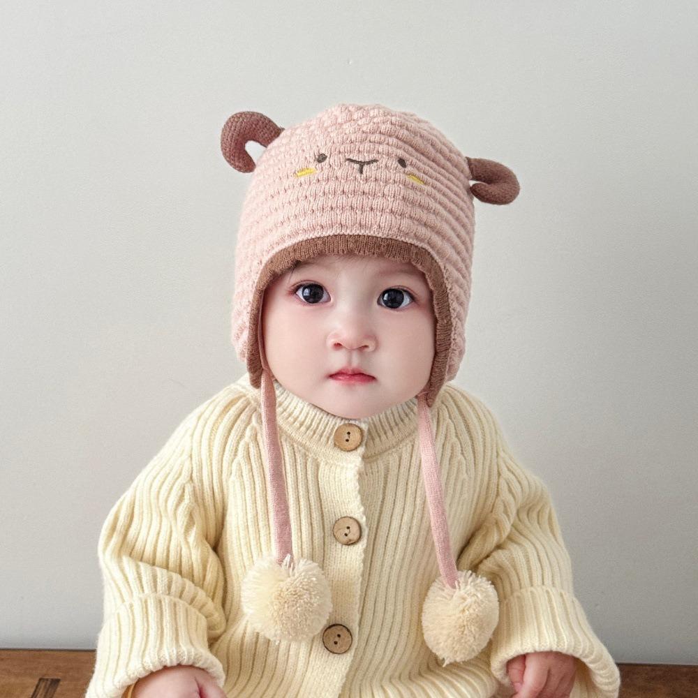 Lamb Design Kids Knit Hat Thick Knit Earflap Cap Comfort Baby Headwear Outdoor
