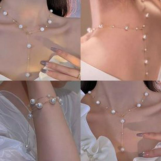 Naszyjnik z okrągłym wisiorkiem z pereł słodkowodnych i cyrkonii 2025 z bransoletką koralikową