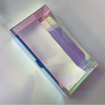 Rainbow Acrylic Napkin Holder Colorful Tissue Box Car Home Tissue Box Creative Iridescent Trays Rectangle Rainbow Acrylic Tray