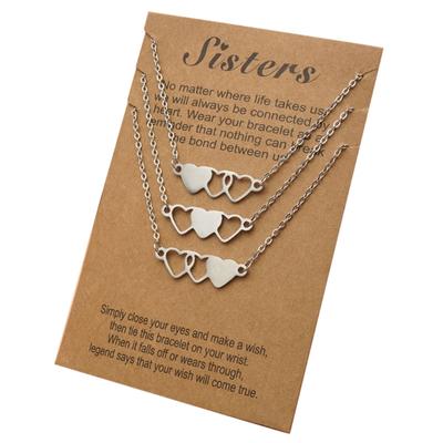 3 Pièces Colliers Courts en Forme de Coeur de Soeur Collier de Meilleur Ami en Acier Inoxydable Convient pour 3 Soeurs et 3 Amis