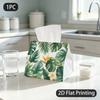1pc Tissue Box, Watercolor Tropical Flora Fresh Natural Pattern, 2D Flat Printing, Blocks Dust, Take Anywhere, Tissue Bag, for Automotive Use, 2D Flat