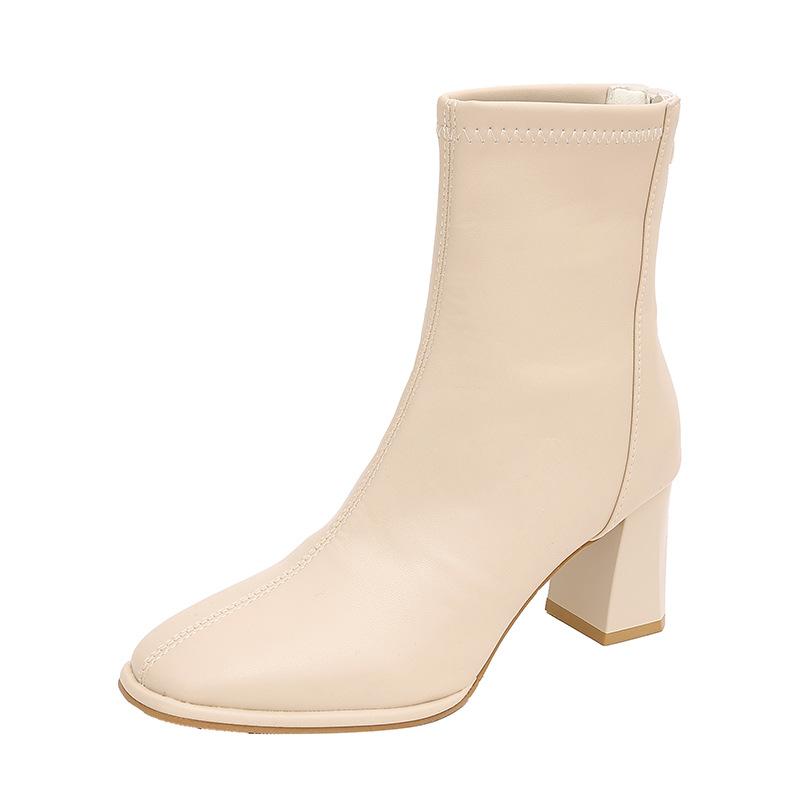 Short boots women's autumn and winter 2025 new white high-heeled women's shoes Martin boots small autumn and winter thin boots thick heel